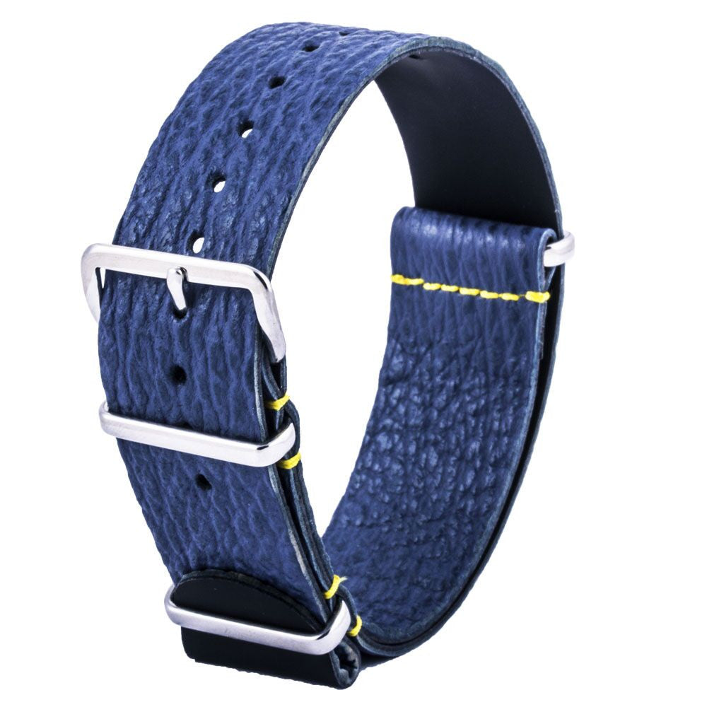 Omega Seamaster - Bracelet montre nato cuir - Requin bleu