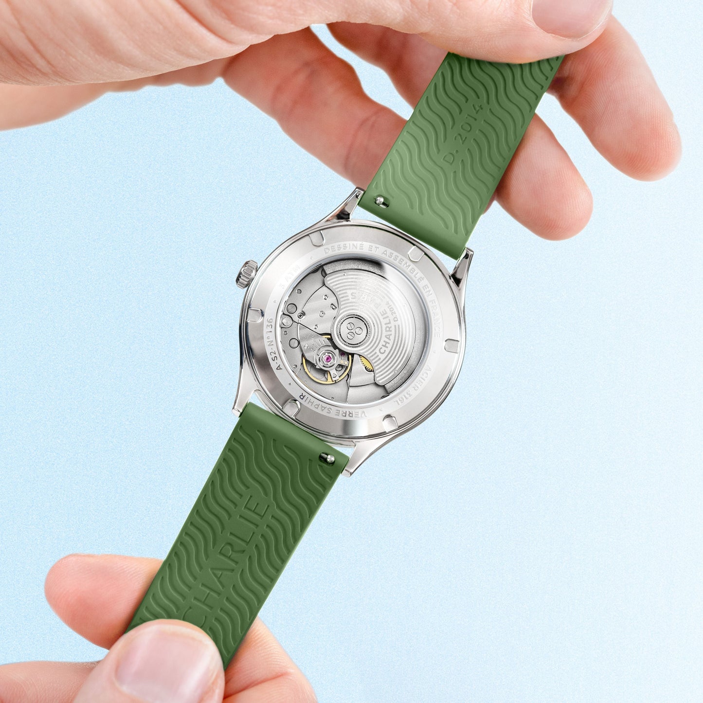 Bracelet caoutchouc vert sauge NBR 20mm