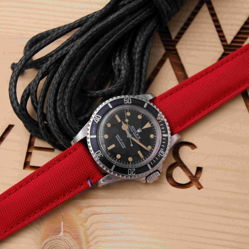 Avel & Men - Bracelet-montre "Port Louis" en toile Seaqual (noir, beige, bleu, kaki, rouge...)