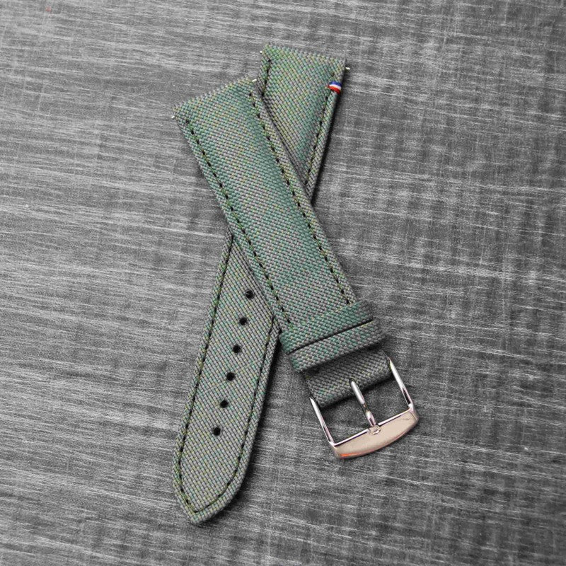 Avel & Men - Bracelet-montre "Port Louis" en toile Seaqual (noir, beige, bleu, kaki, rouge...)