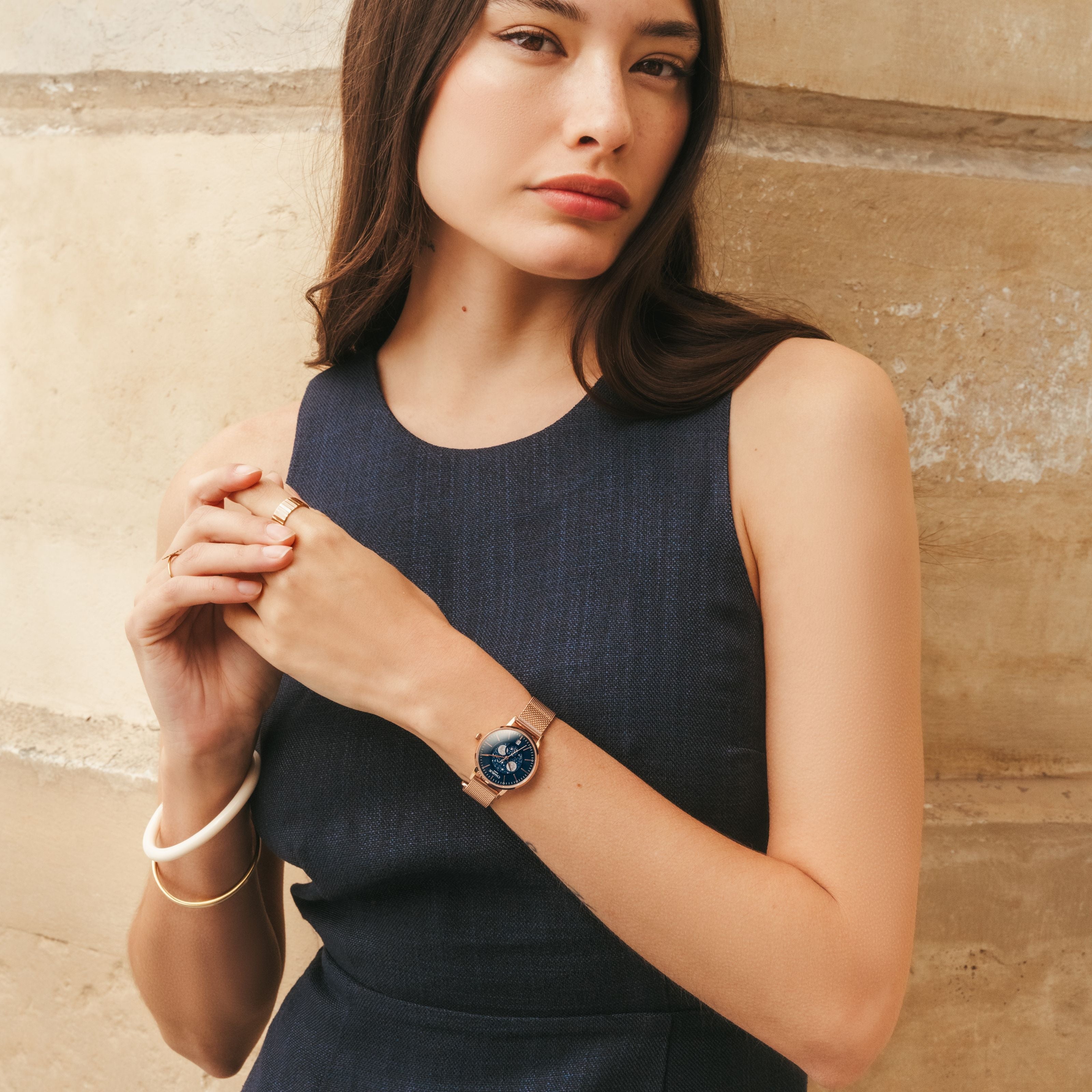 SULLY - Phase de Lune - Doré rose & Bleu