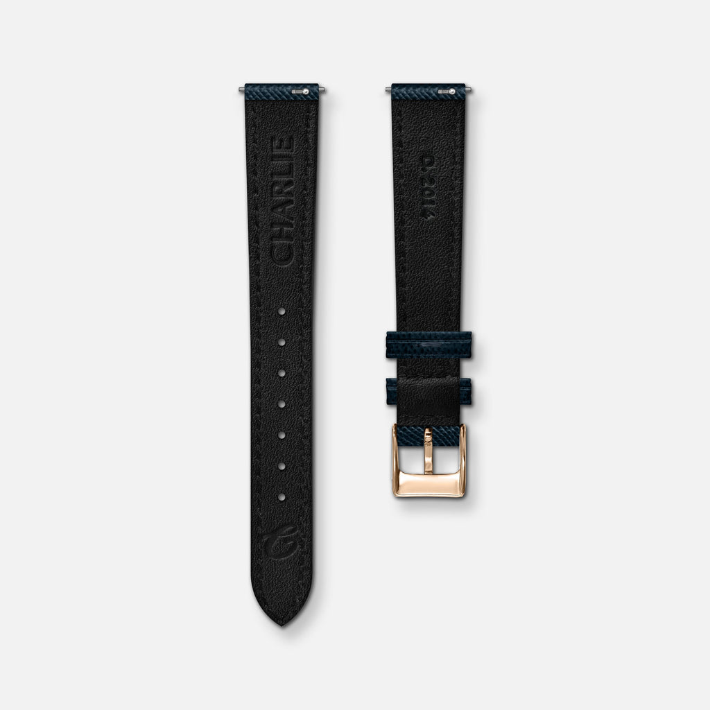 Bracelet cuir saffiano bleu 14mm