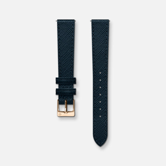 Bracelet cuir saffiano bleu 14mm