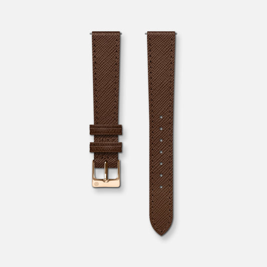 Bracelet cuir saffiano marron 14mm