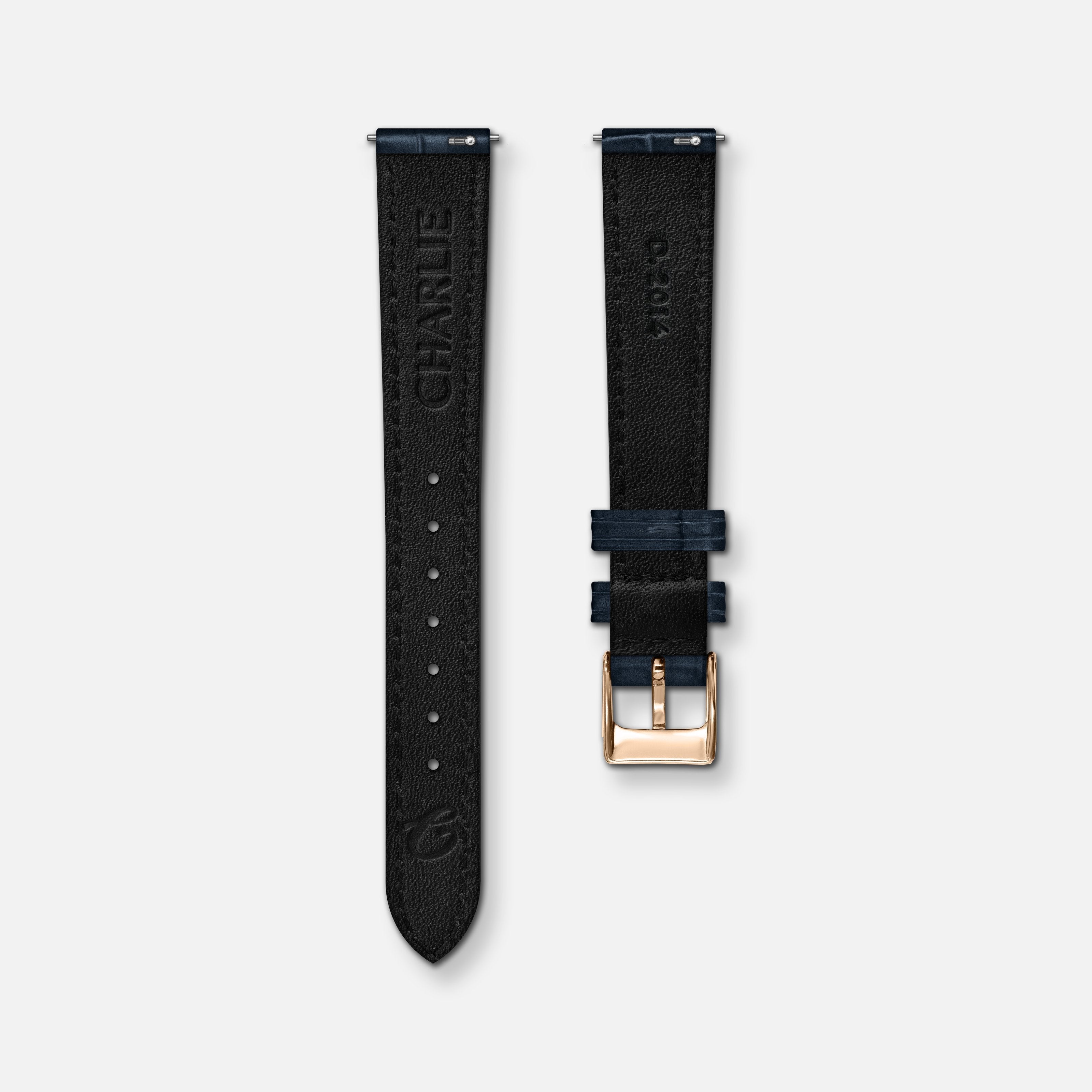 Bracelet cuir crocograin bleu 14mm