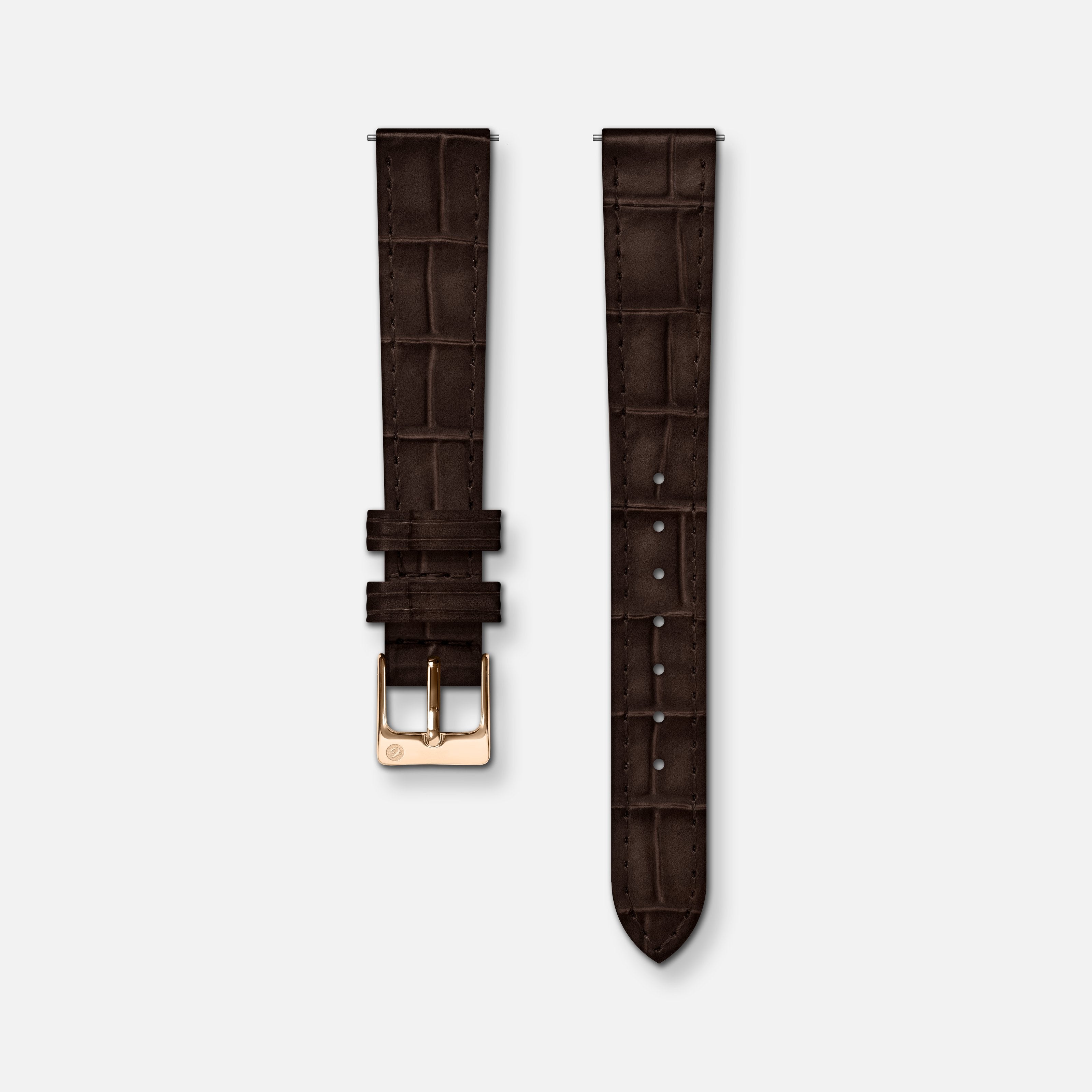 Bracelet cuir crocograin chocolat 14mm