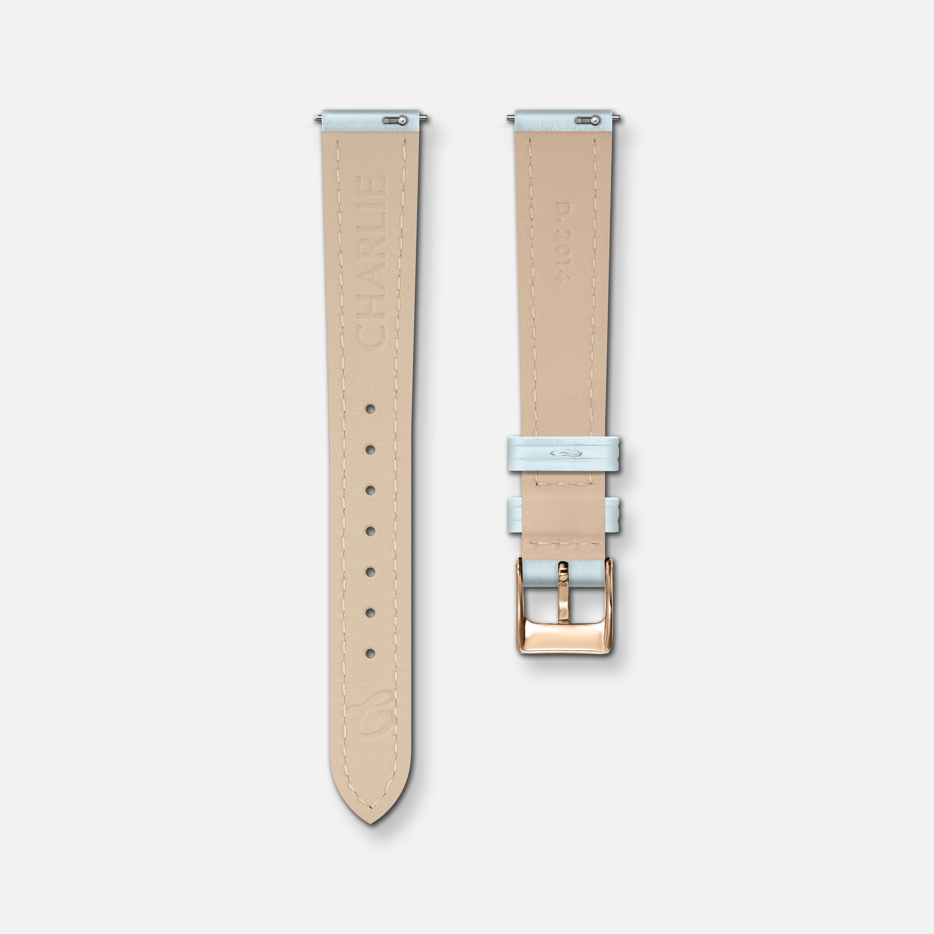 Bracelet cuir bleu azur 14mm