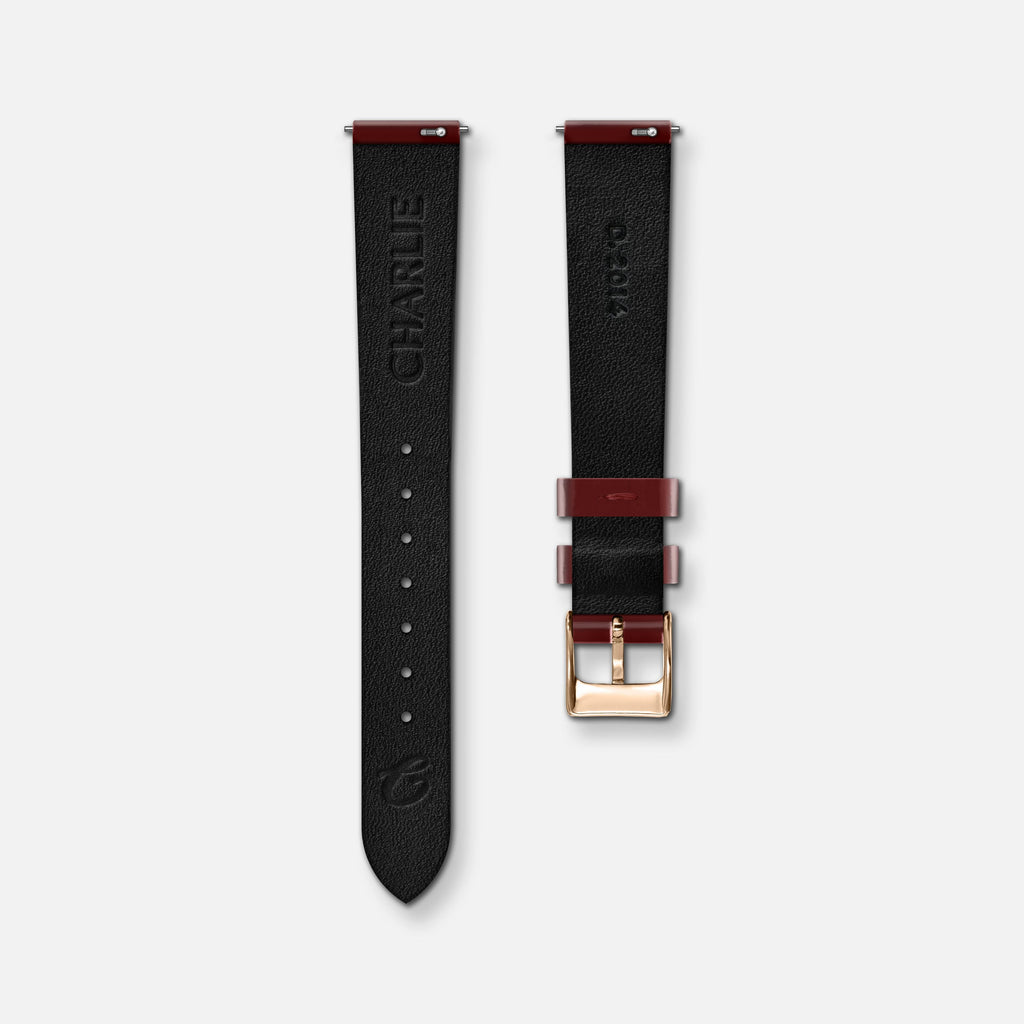 Bracelet cuir vernis bordeaux 14mm