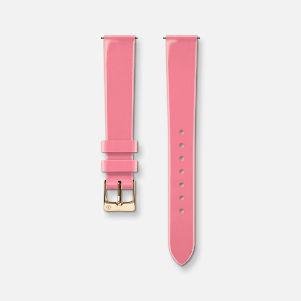 Bracelet cuir vernis rose 14mm