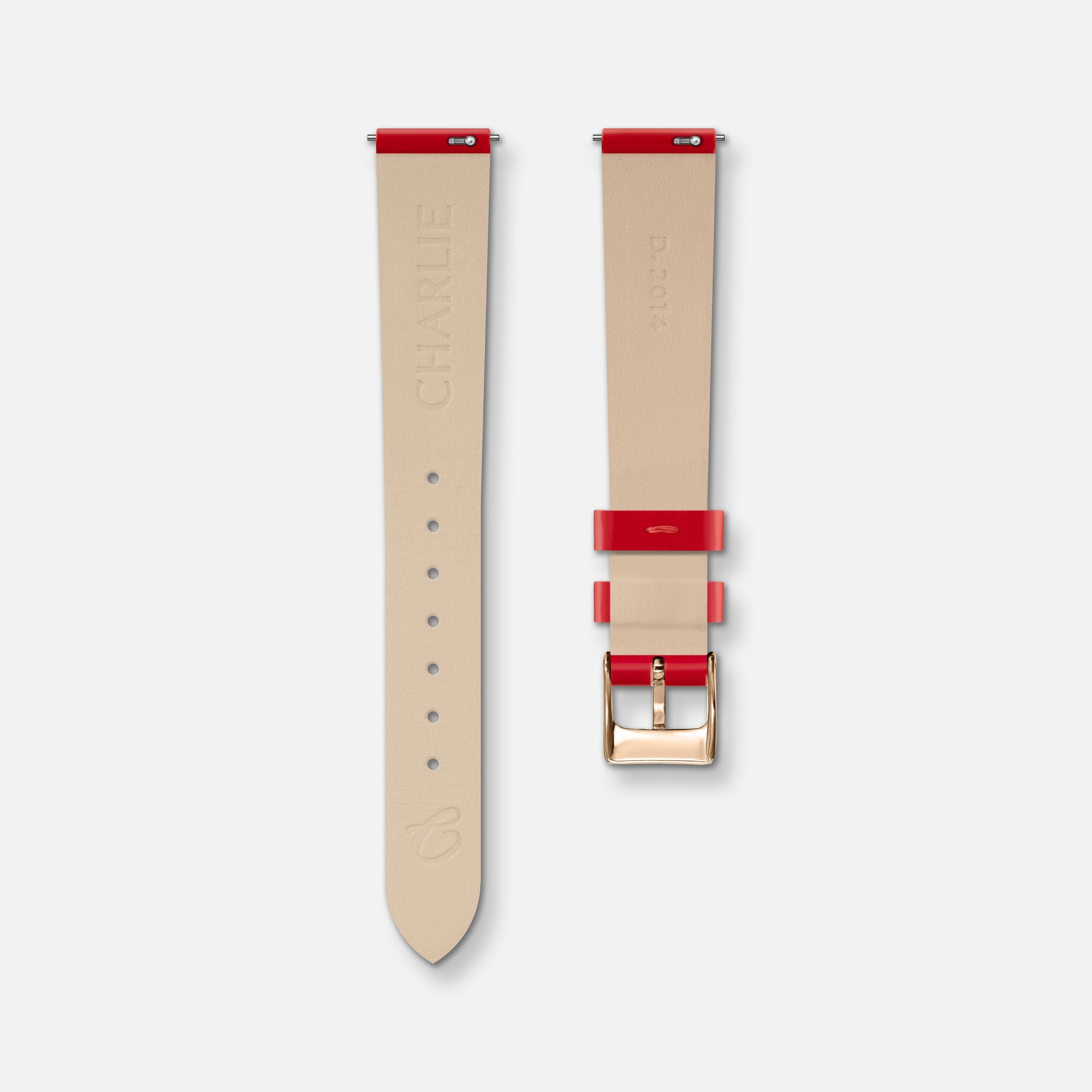Bracelet cuir vernis rouge 14mm