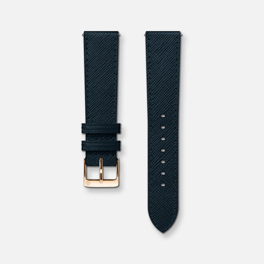 Bracelet cuir saffiano bleu 18mm