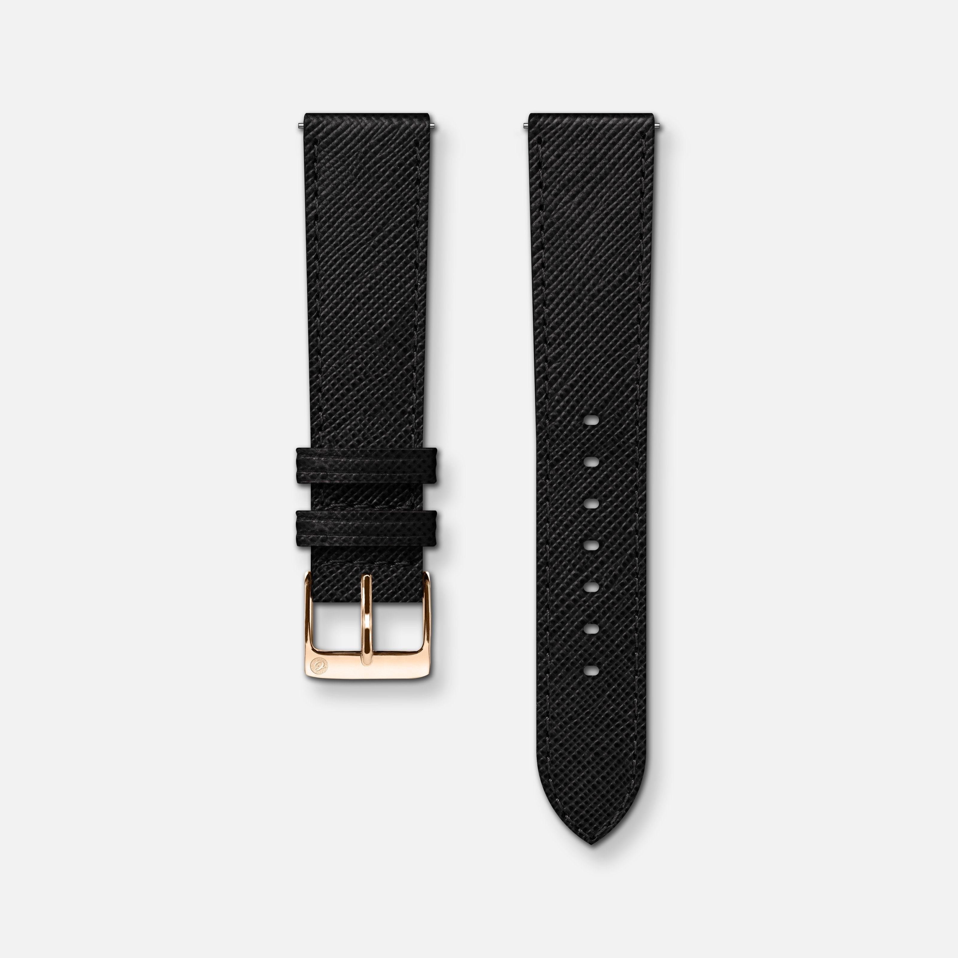 Bracelet cuir saffiano noir 18mm