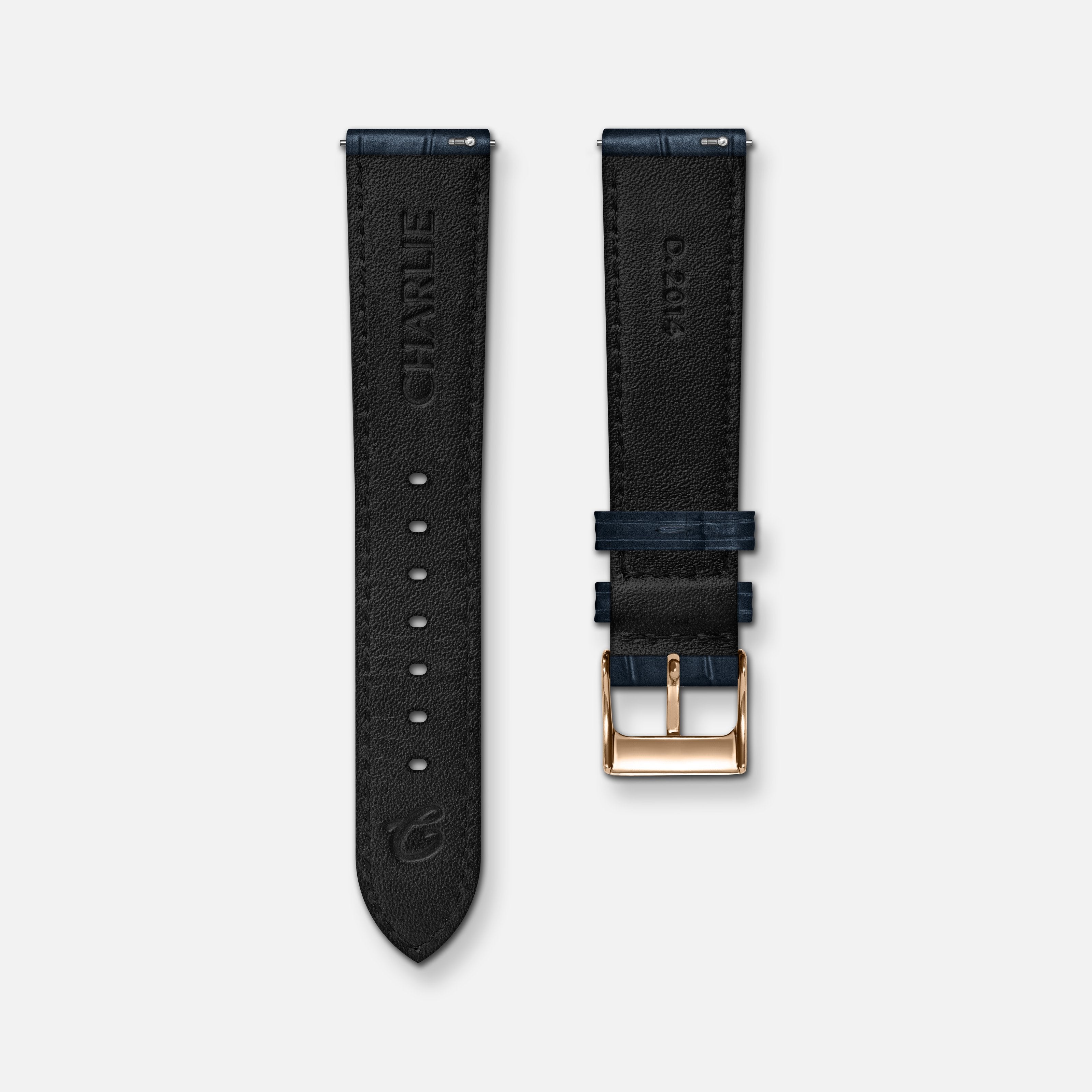 Bracelet cuir crocograin bleu 18mm