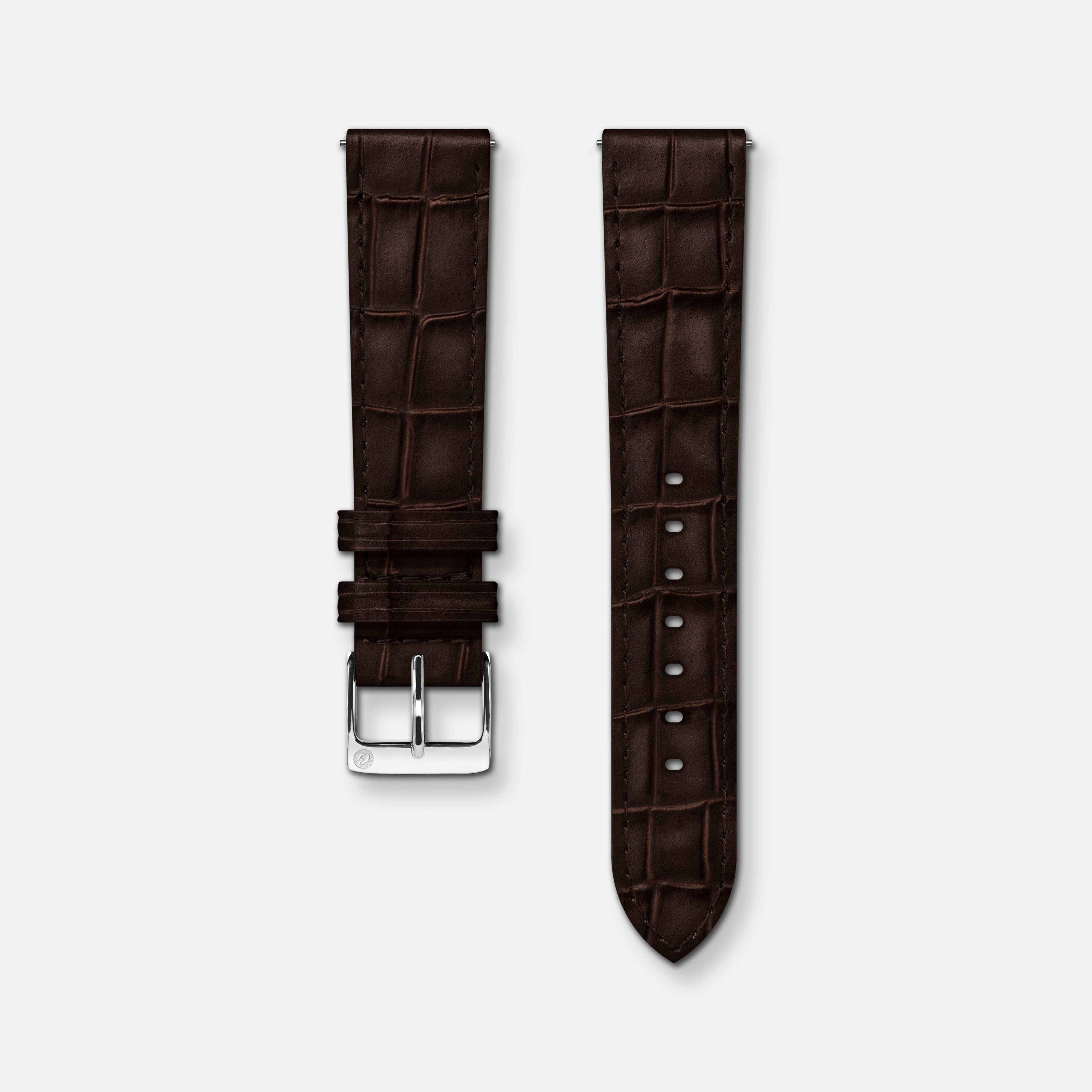 Bracelet cuir crocograin chocolat 18mm