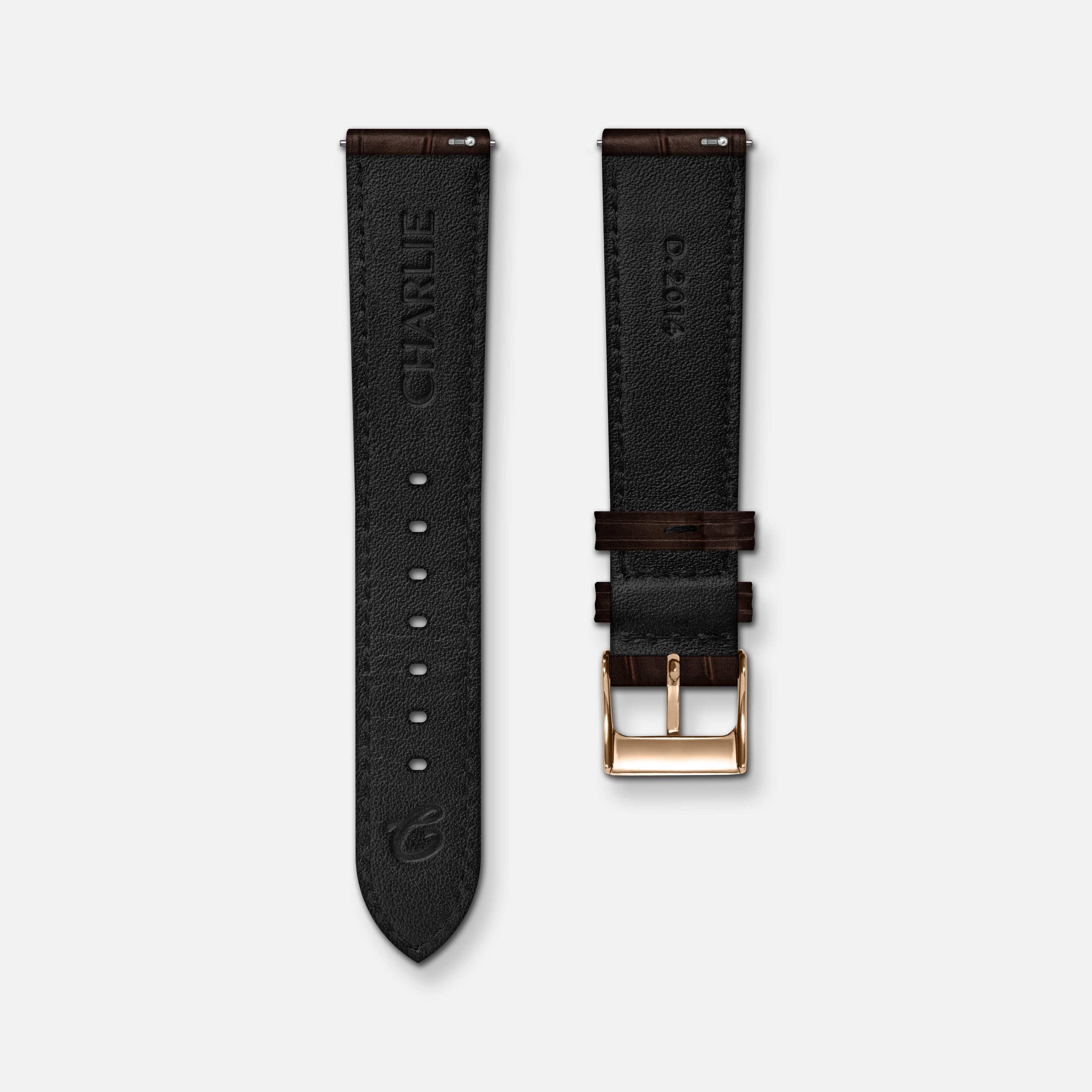 Bracelet cuir crocograin chocolat 18mm
