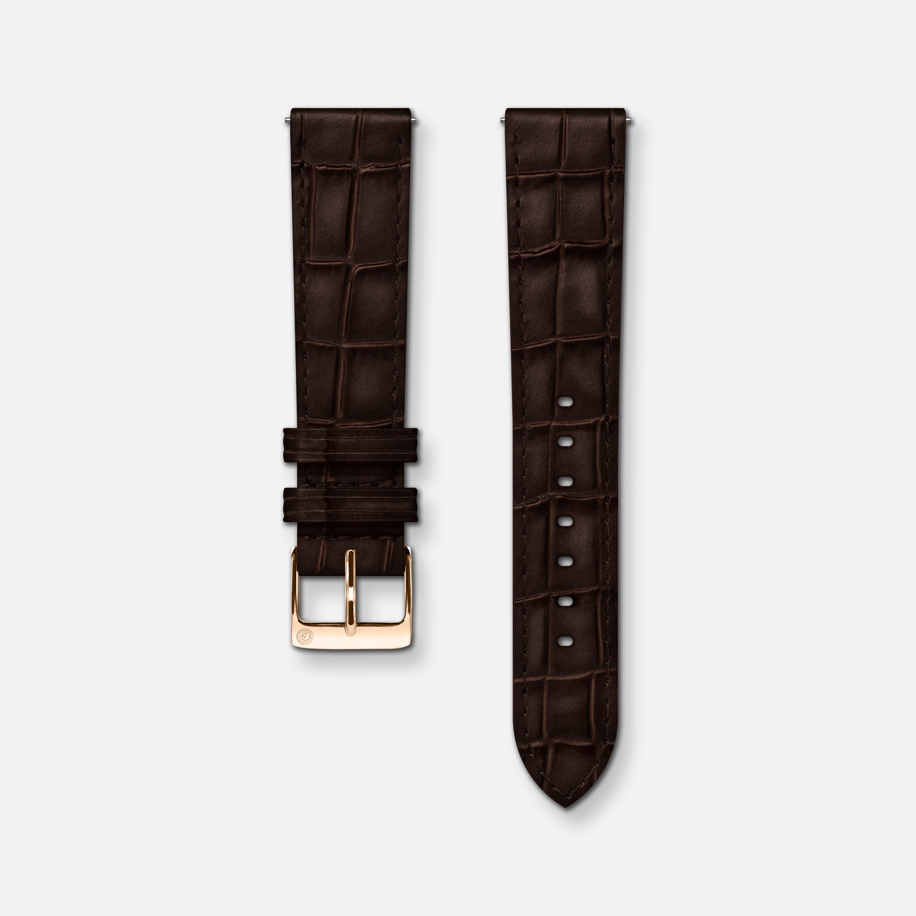 Bracelet cuir crocograin chocolat 18mm