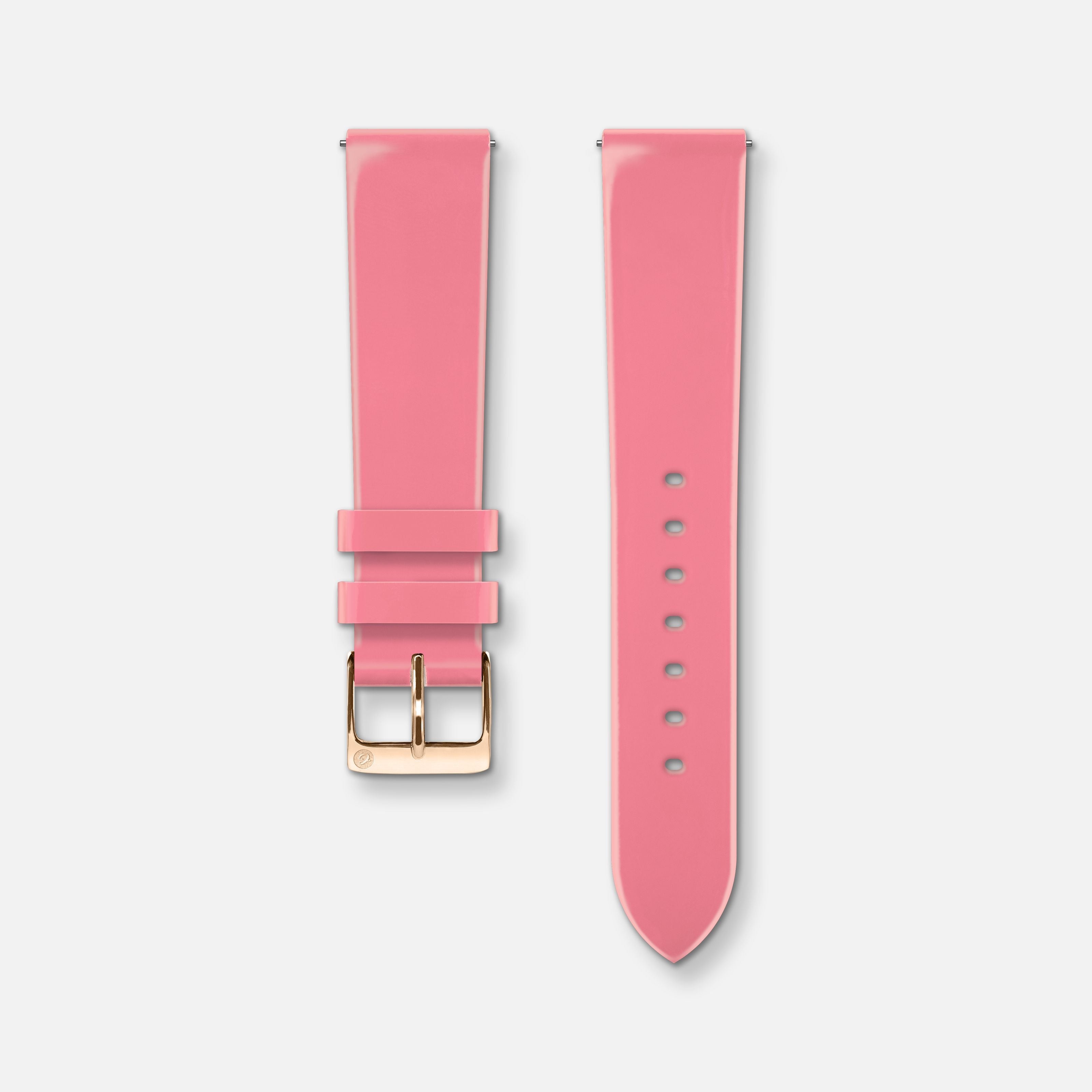 Bracelet cuir vernis rose 18mm