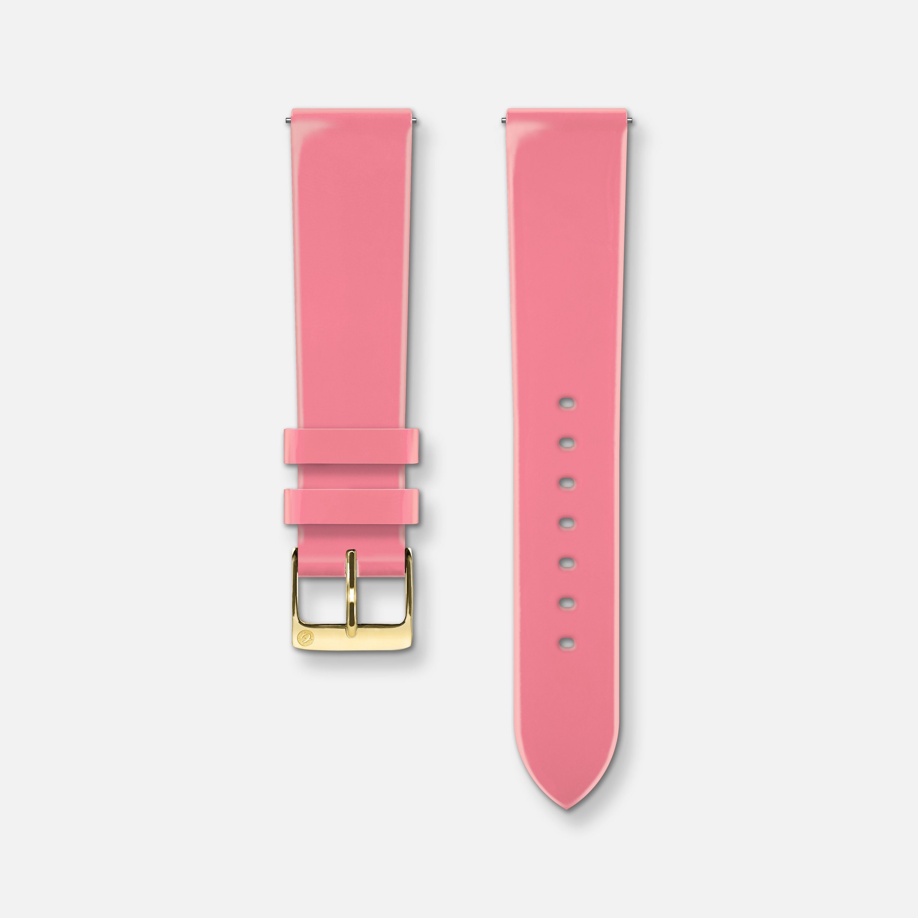 Bracelet cuir vernis rose 18mm