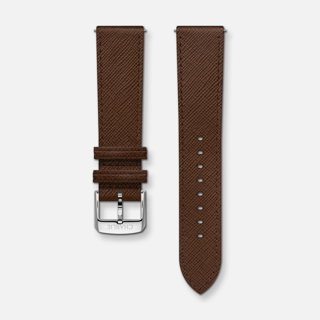 Bracelet cuir saffiano marron 20mm