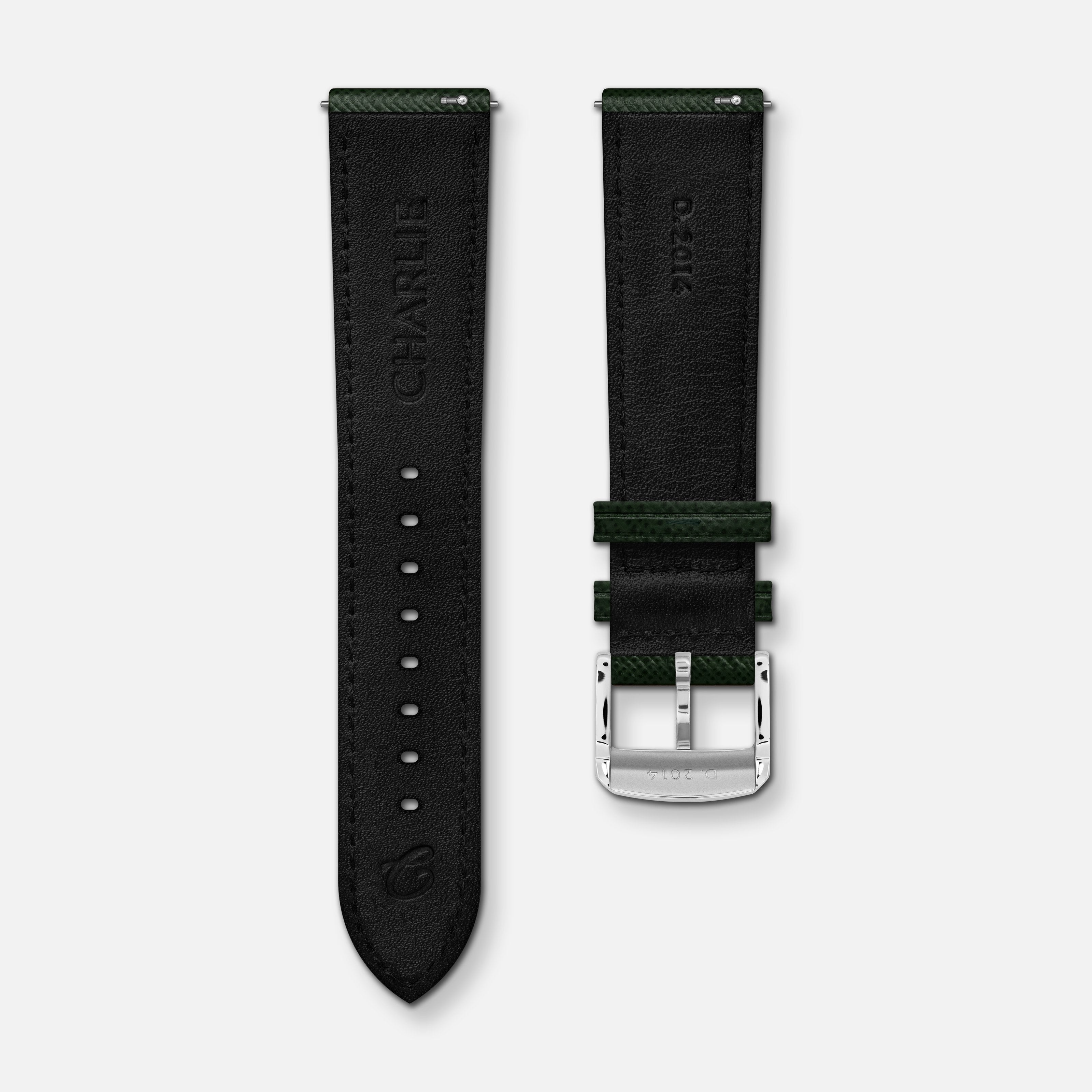 Bracelet cuir saffiano vert 20mm