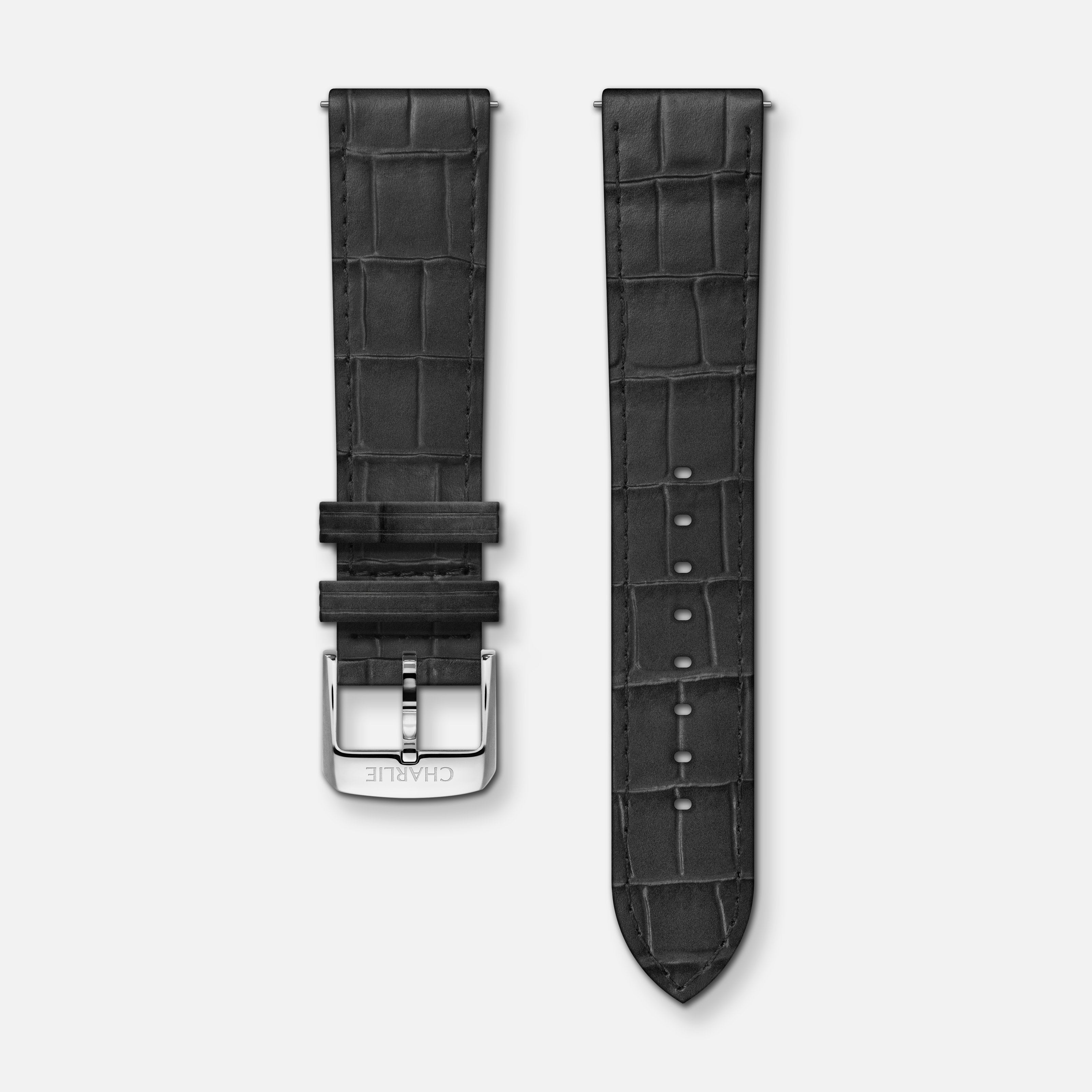 Bracelet cuir crocograin gris 20mm