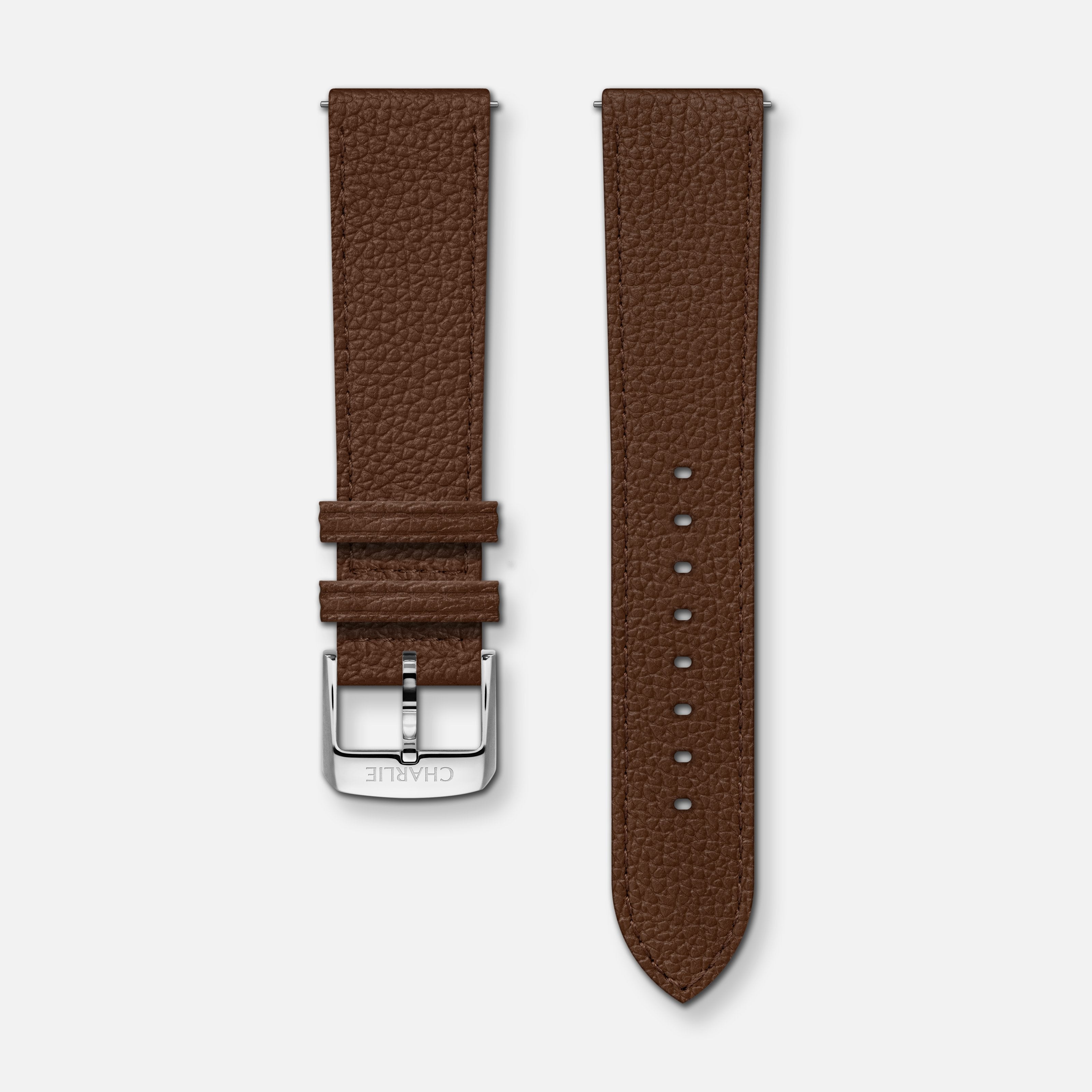 Bracelet cuir grainé marron 20mm