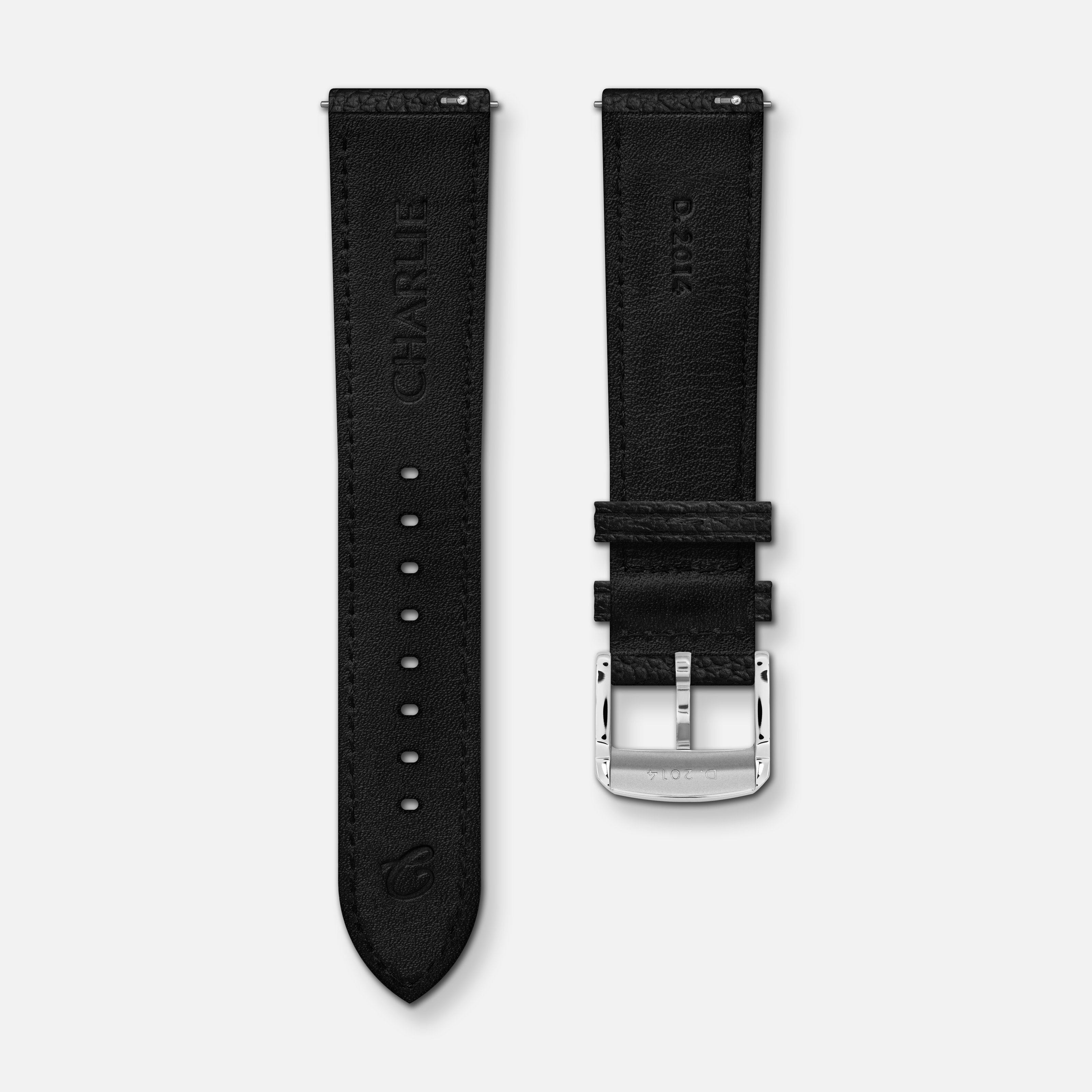 Bracelet cuir grainé noir 20mm