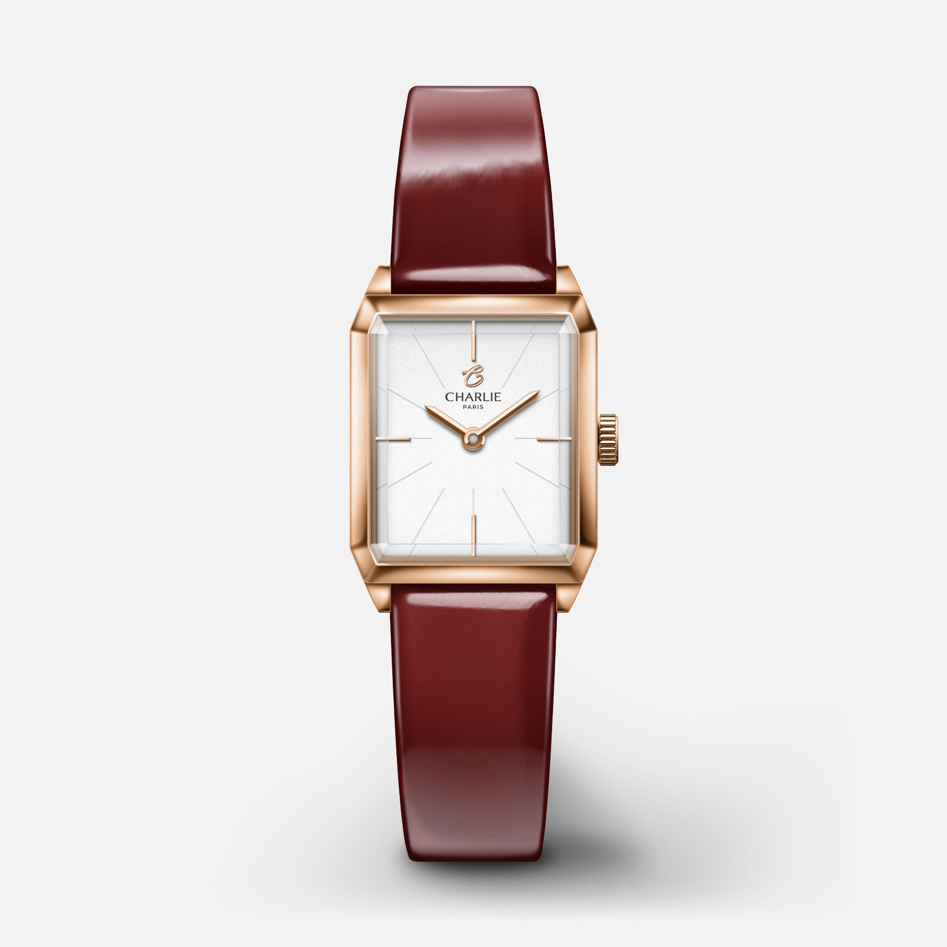 Bracelet cuir vernis bordeaux 14mm