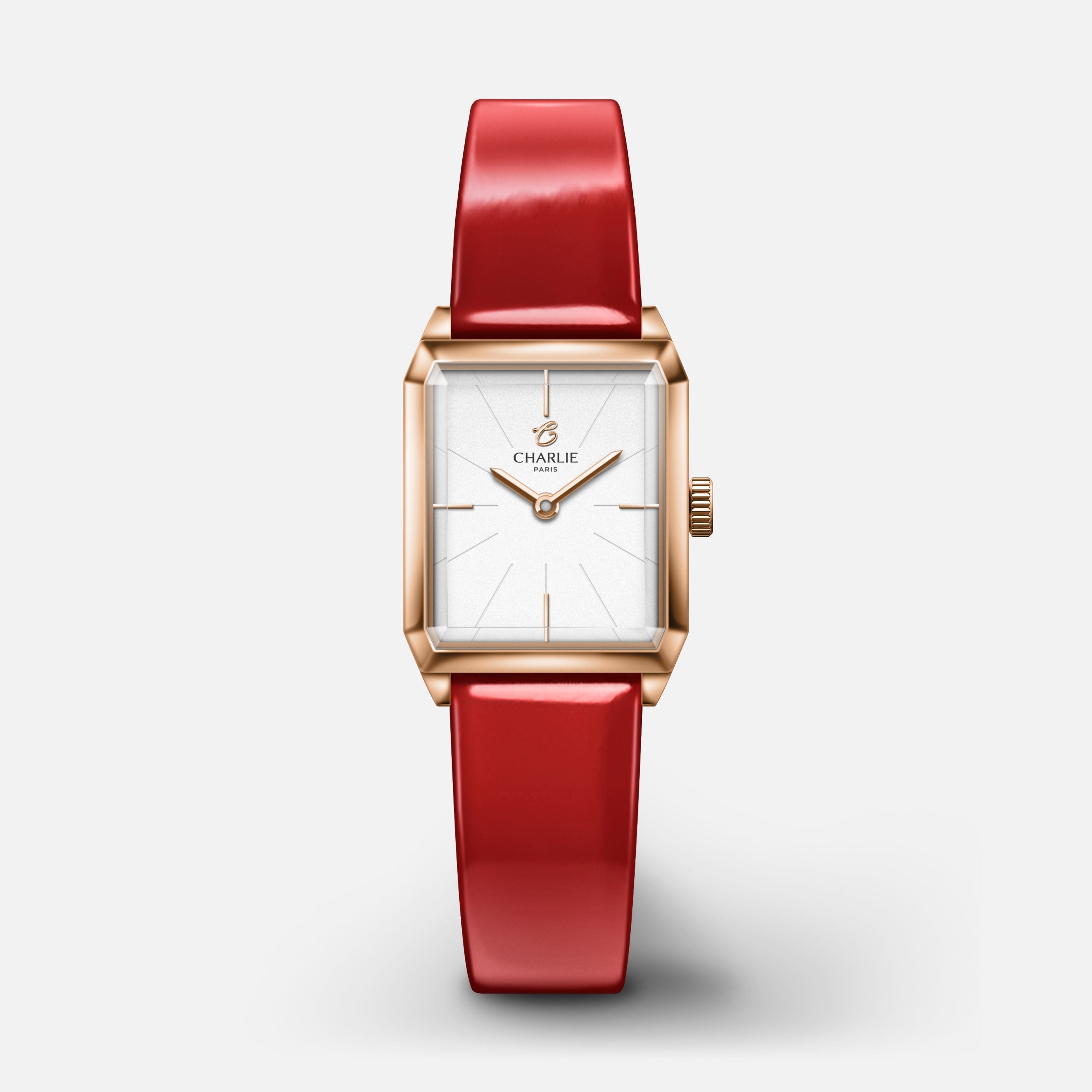 Bracelet cuir vernis rouge 14mm