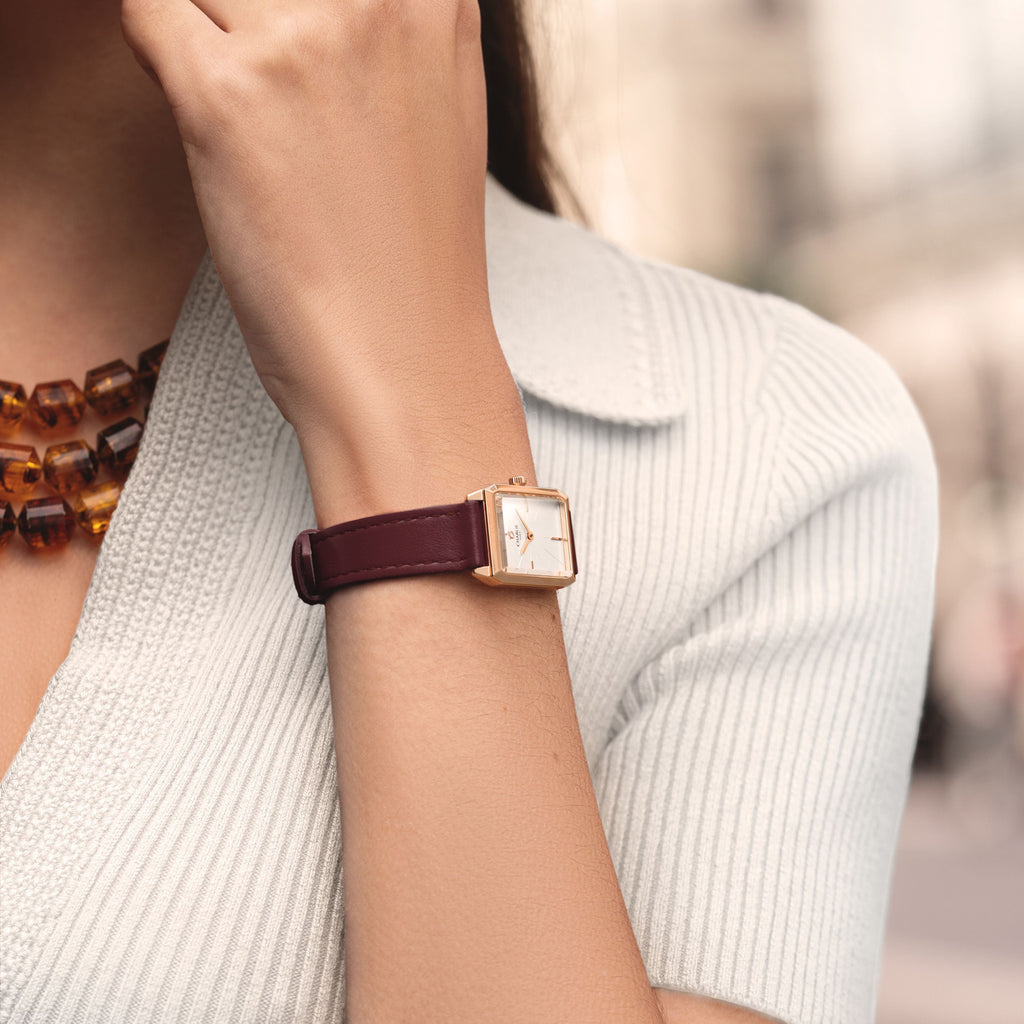 Bracelet cuir bordeaux 14mm