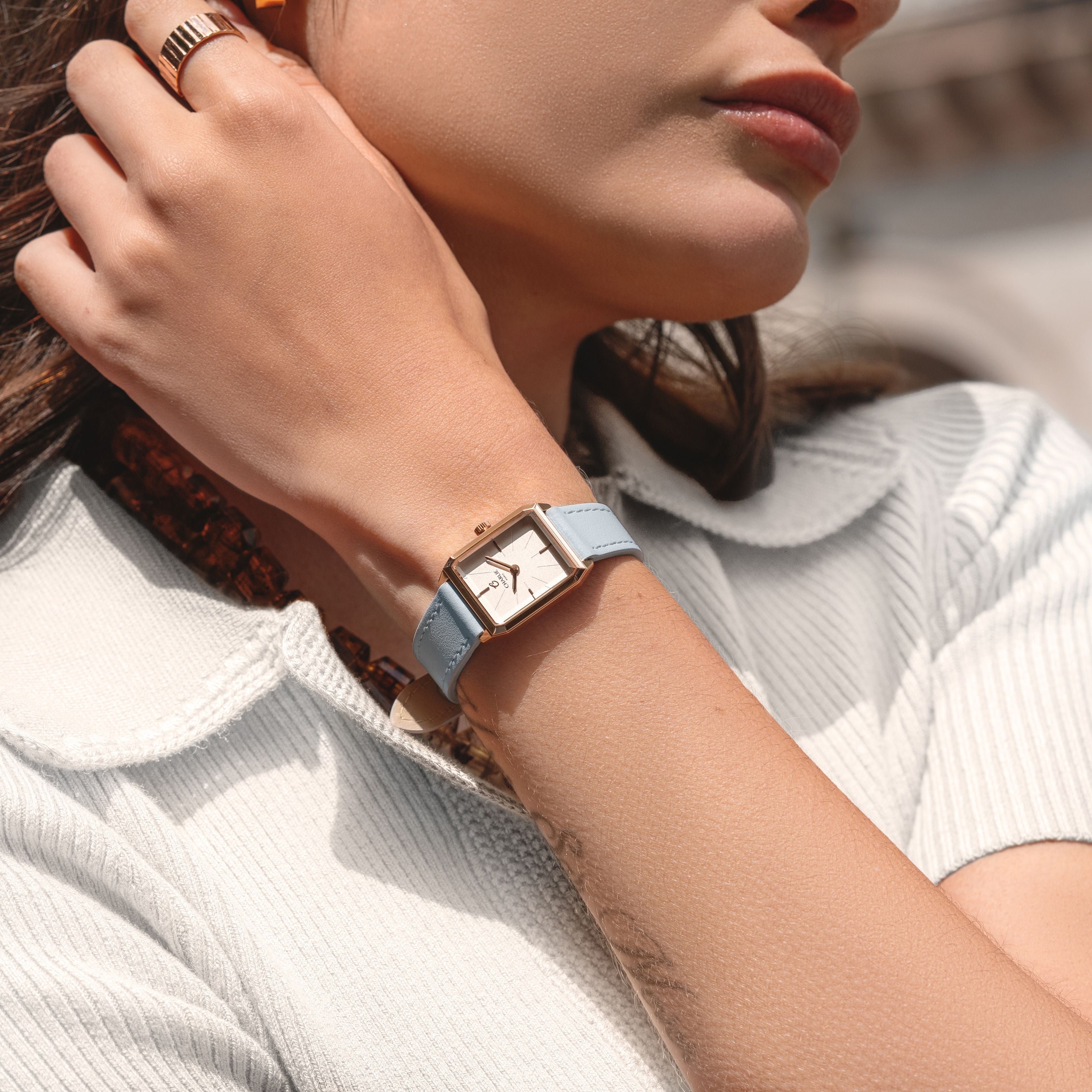 Bracelet cuir bleu azur 14mm