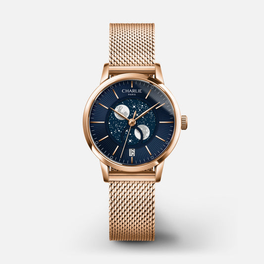 SULLY - Phase de Lune - Doré rose & Bleu