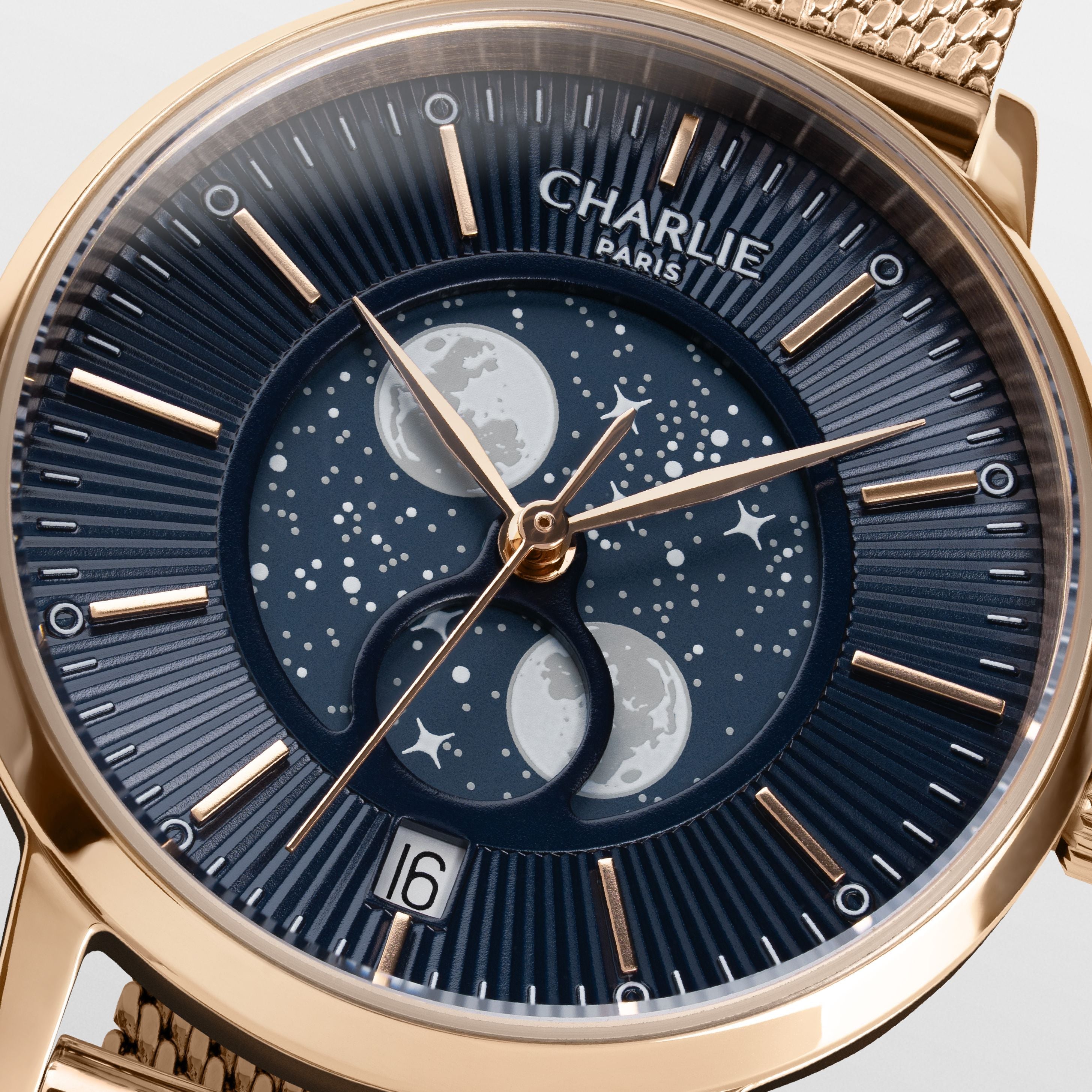 SULLY - Phase de Lune - Doré rose & Bleu