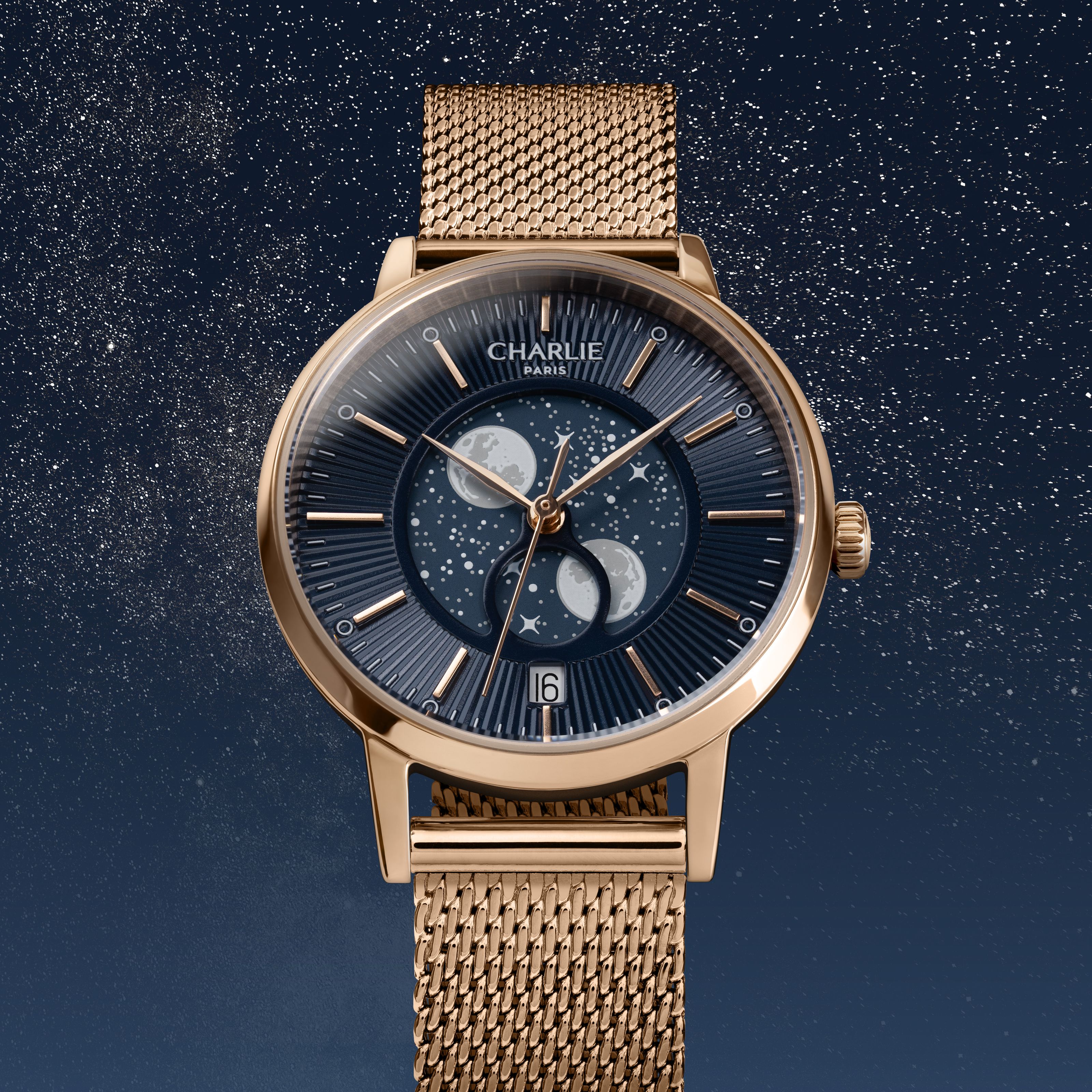 SULLY - Phase de Lune - Doré rose & Bleu