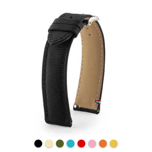 Avel & Men - Bracelet-montre "Port Louis" en toile Seaqual (noir, beige, bleu, kaki, rouge...)