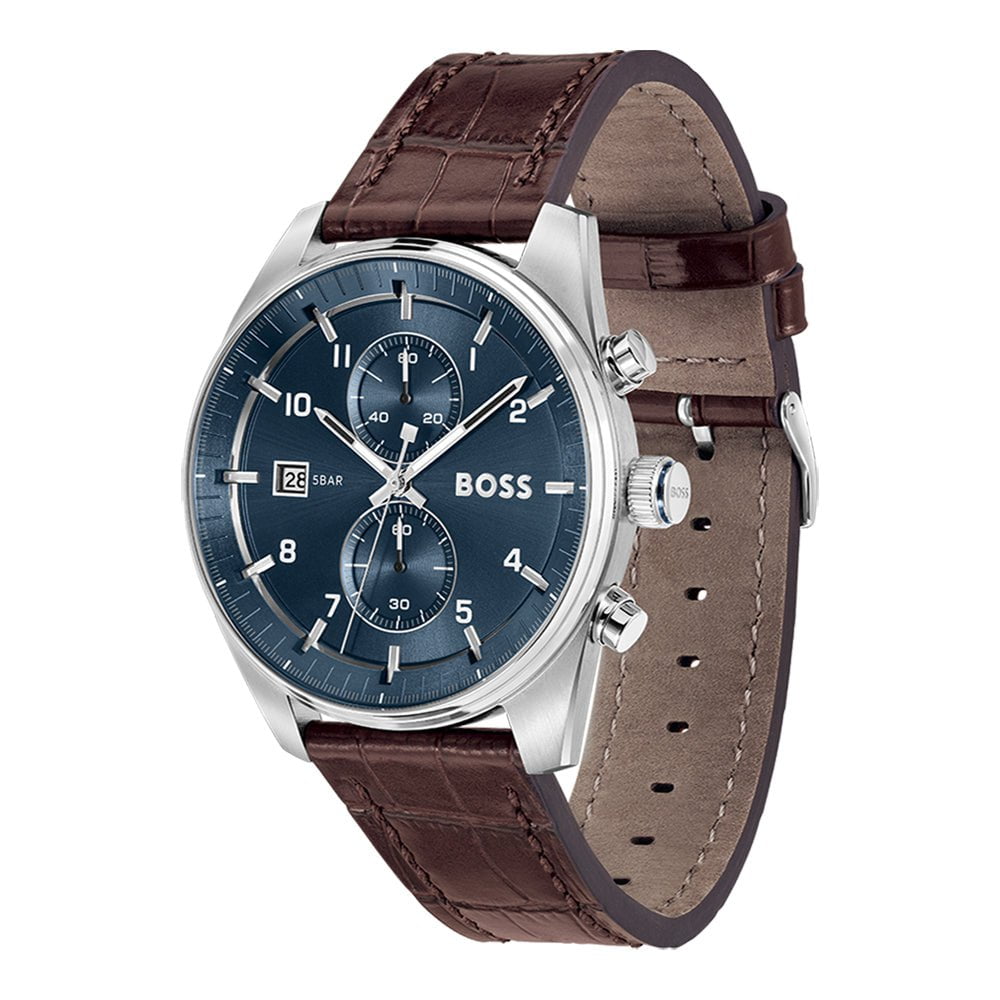 Montre BOSS Homme Skytraveller Chronographe en Cuir 1514194