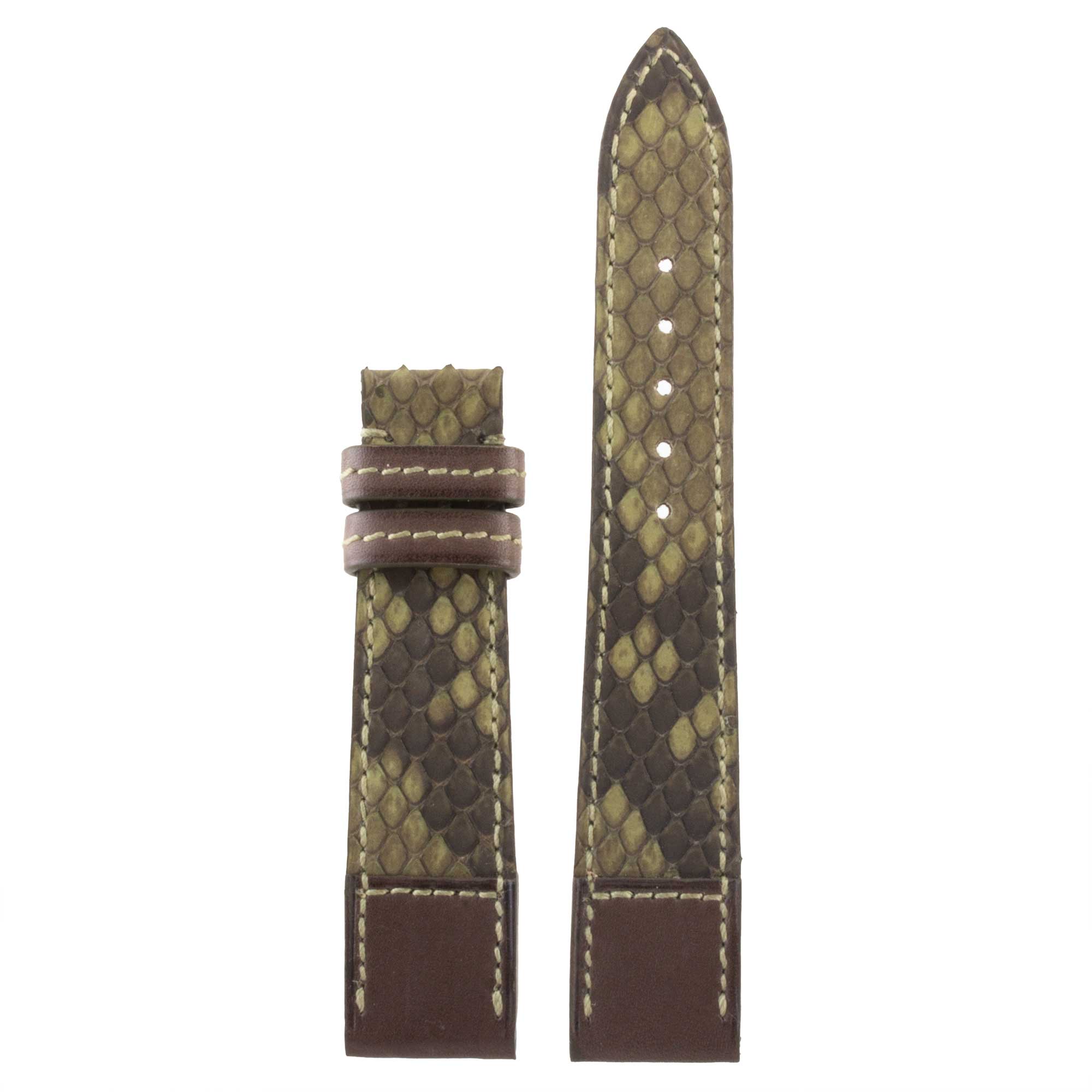 Bracelet montre cuir "Tandem" - Python & veau type barenia (bleu, kaki, marron...)