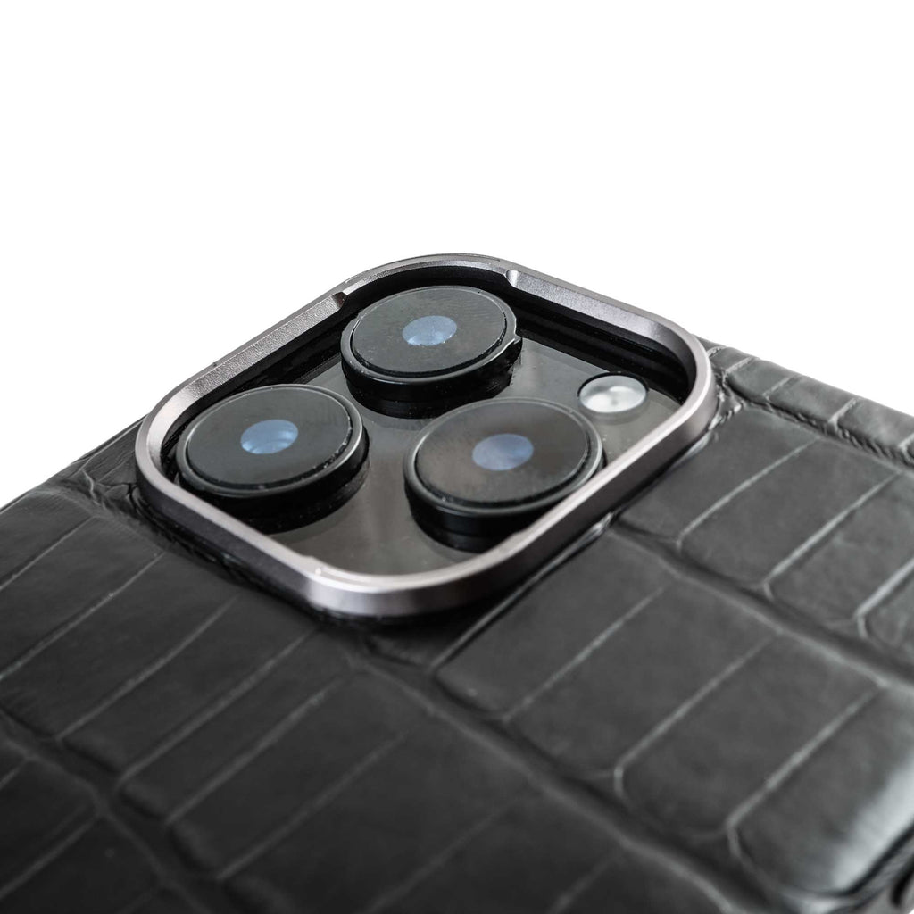 Coque cuir magsafe "Deluxe" iPhone 16 (Tous modèles) - Alligator noir