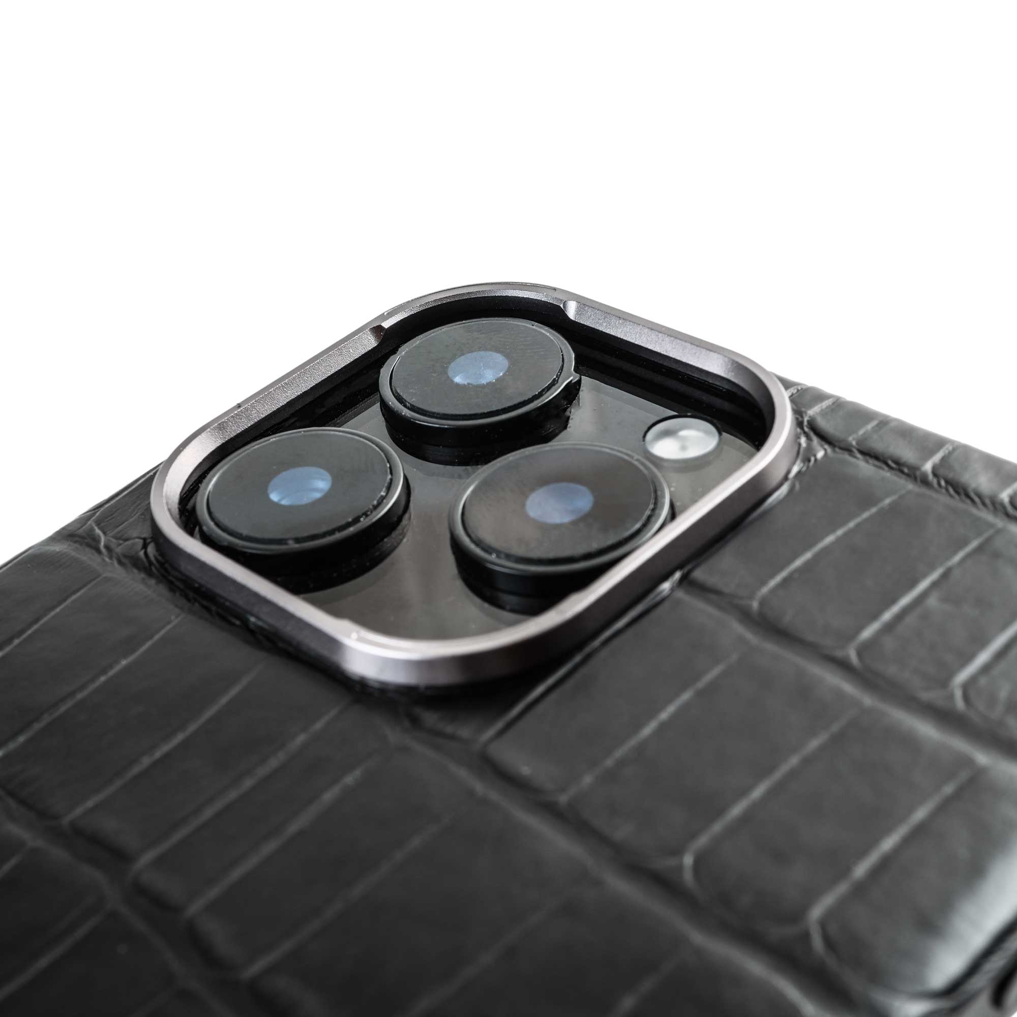 Coque cuir magsafe "Deluxe" iPhone 16 (Tous modèles) - Alligator noir