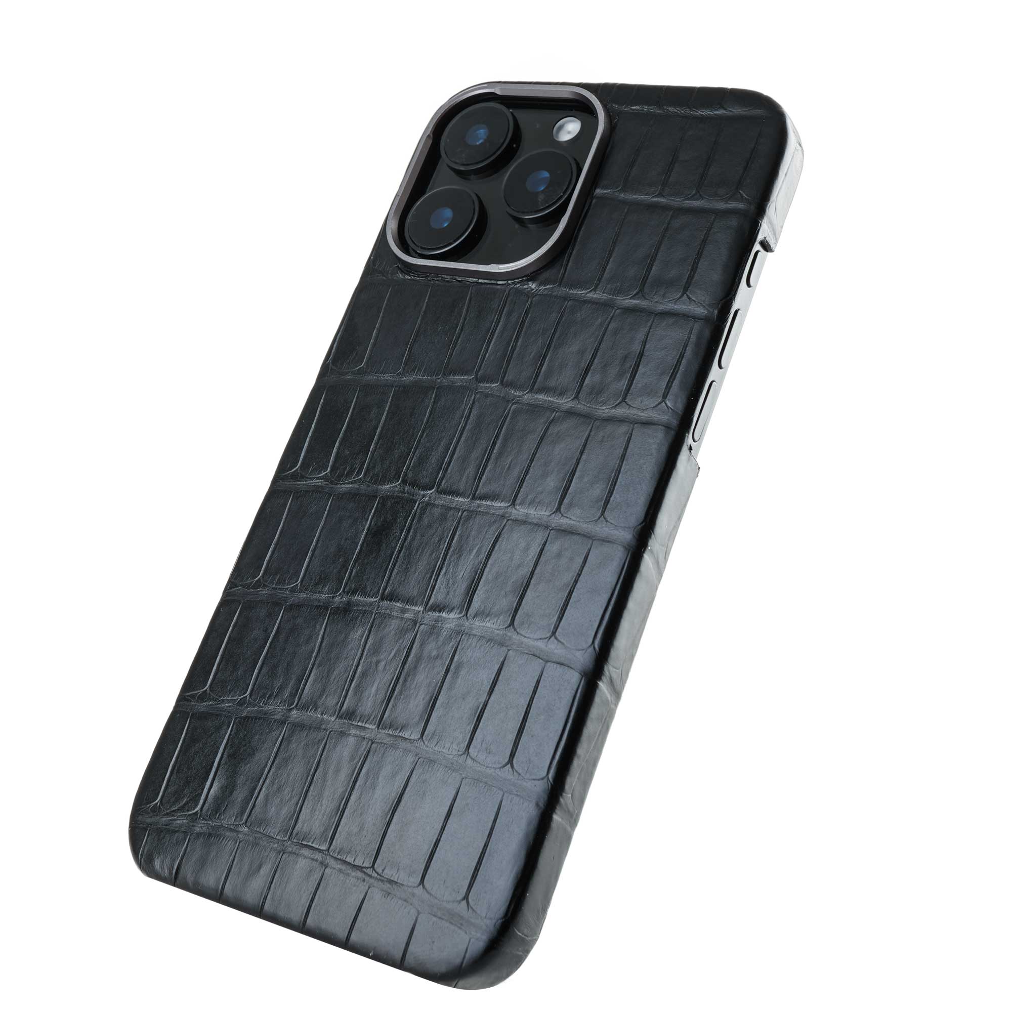 Coque cuir magsafe "Deluxe" iPhone 16 (Tous modèles) - Alligator noir